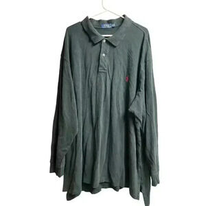 Polo Ralph Lauren Long Sleeve Black Red Logo Embroidery Polo 4XLT